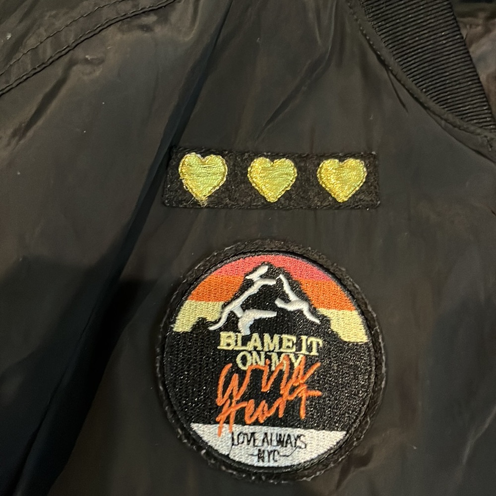 Black Express Patch Work Bomber Jacket - image 2